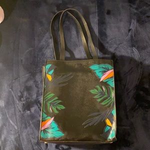 black bag with leaves design